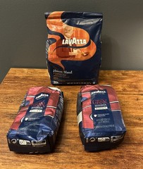 Lot of 3 Lavazza Ground Coffee Bags – House Blend & Gran Riserva Dark Roast