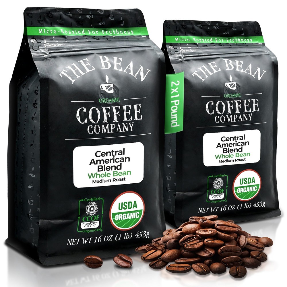 The Bean Organic Coffee Company Central America, Medium Roast, Whole Bean Cof…