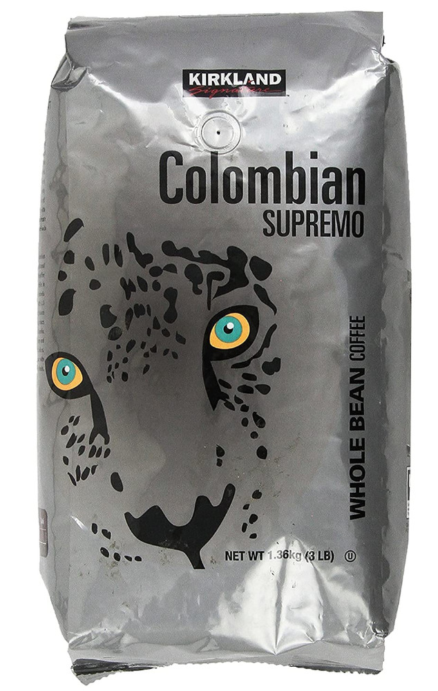 Kirkland Signature Colombian Supremo Coffee, Whole Bean, 3 lbs, 100% Arabica
