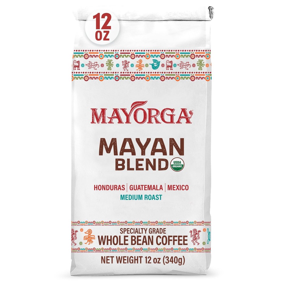 Organic Coffee 12oz Mayan Blend – Medium Roast Whole Bean Specialty Grade Cof…