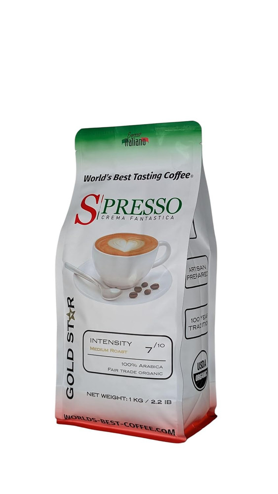 Espresso Coffee Beans Fair Trade Organic – 2.2Lbs Medium Roast – 100% Arabica –
