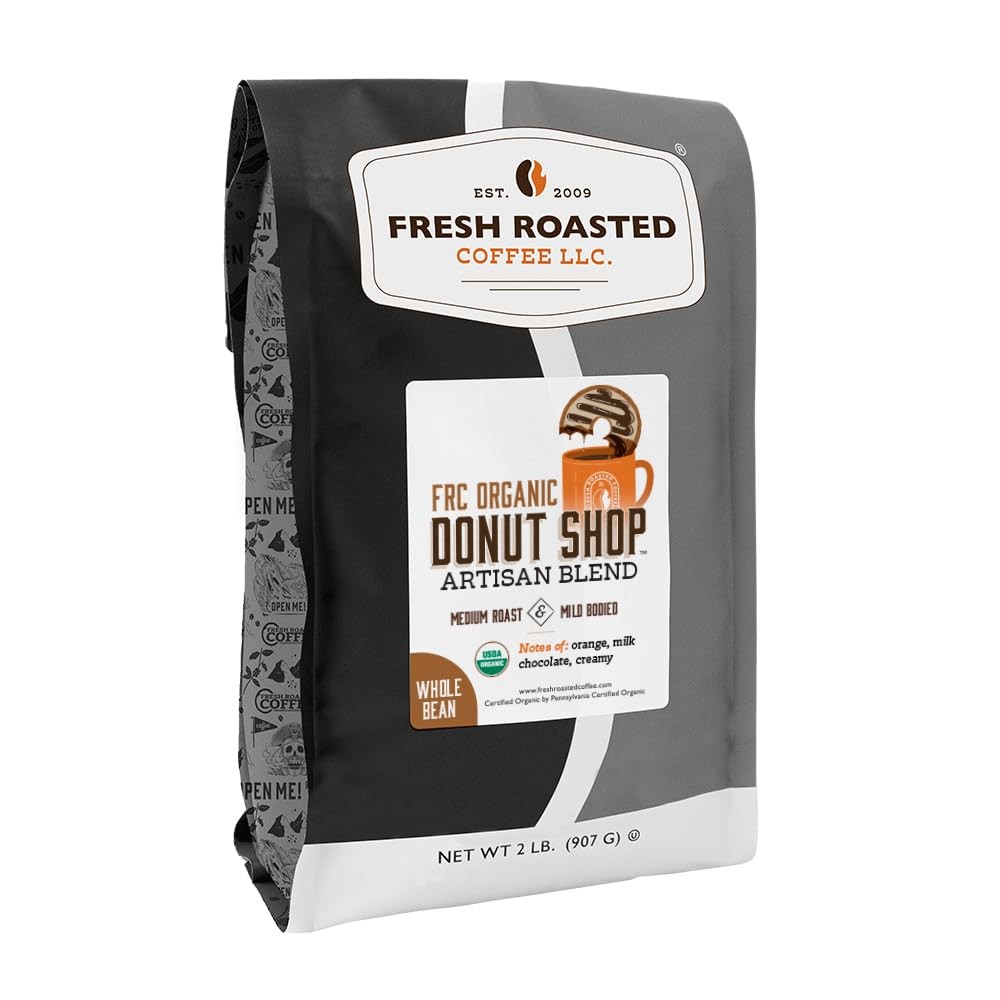 , Organic Donut Shop Whole Bean Coffee, Medium Roast, USDA Organic, Kosher, 2…