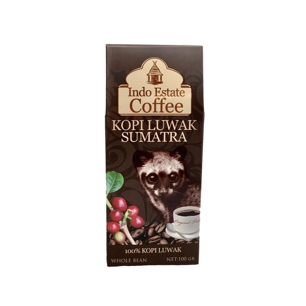 Indo Estate Coffee, Kopi Luwak Sumatra, 100g, Whole Bean (Pack of 1)