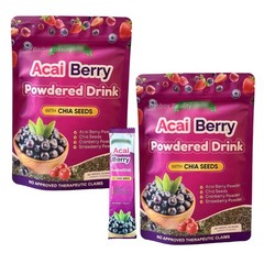 2 Fitgum Acai Berry Powdered Drink w/ Chia Seeds | Acai, Strawberry & Cranberry