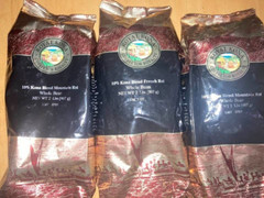 3 bags 10% Royal Kona French Roast Whole Bean 32 oz each = 6 Lbs. Sealed 03/2024