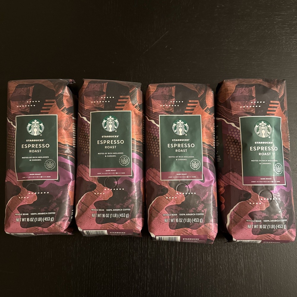 New Starbucks Coffee ESPRESSO ROAST Whole Bean – 4 Bags – DEC 26 / JAN 27