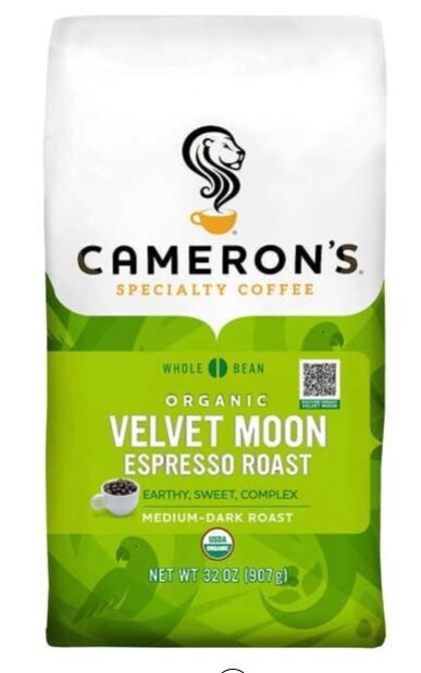 Cameron’s Specialty Coffee Organic Velvet Moon- Expresso Roast Medium Dark 100%