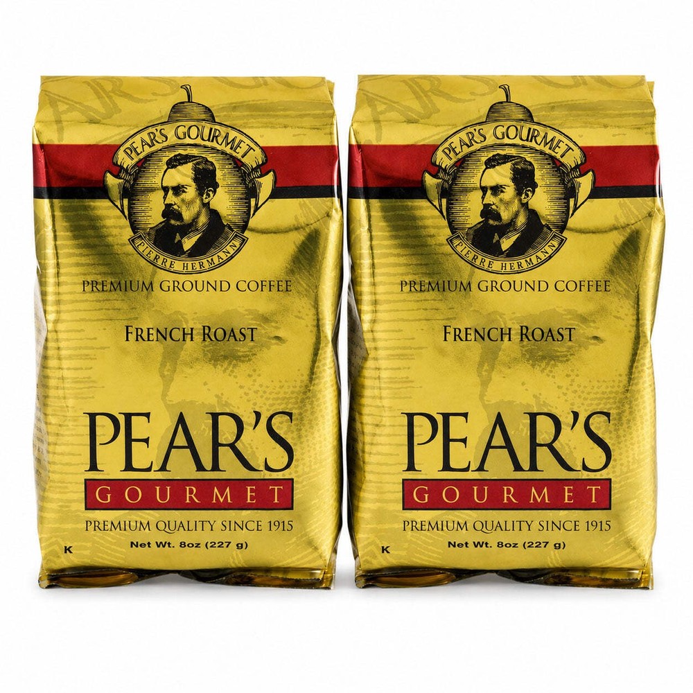 Pear’s French Roast Ground Coffee | Pack of 2 | 8 oz | Brenmar