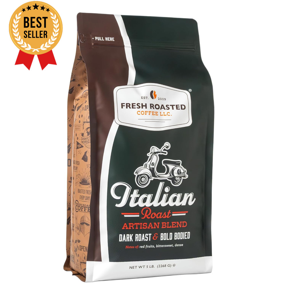 Italian Roast Whole Bean Coffee Dark Roast Kosher 5 lb 80 oz Bulk