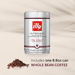 Illy Whole Bean Coffee 8.8 Ounce Intenso Bold Flavor Rich Aroma Arabica Beans