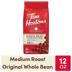 Tim Hortons Whole Bean Original Blend Medium Roast Coffee, Arabica Beans-12 Oz