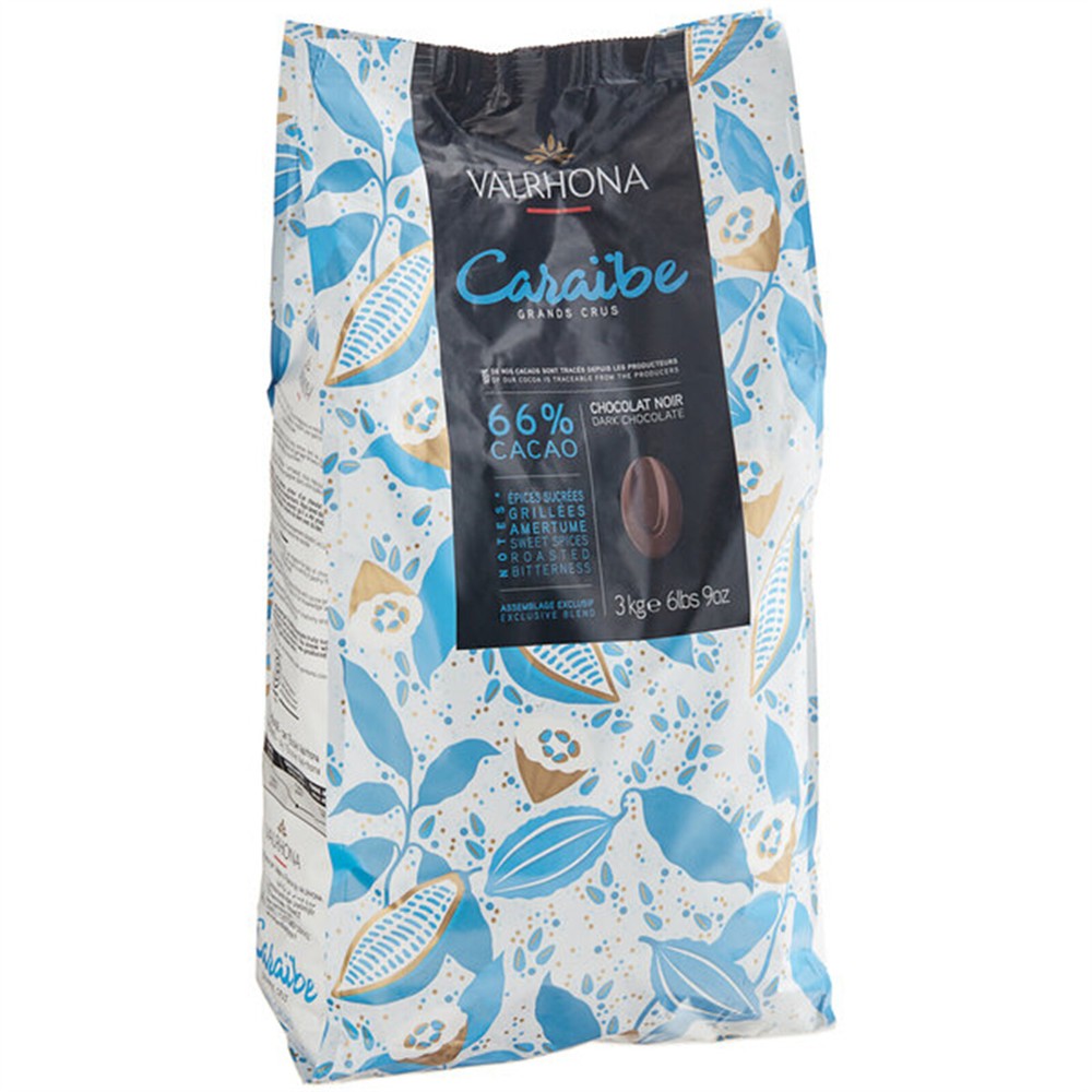 Valrhona Caraibe 66% Dark Chocolate Feve 6.6 lb. WS-999VAL4654