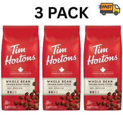 Tim Hortons Medium Roast Coffee Beans Whole Bean 12oz Organic Arabica 3 Pack