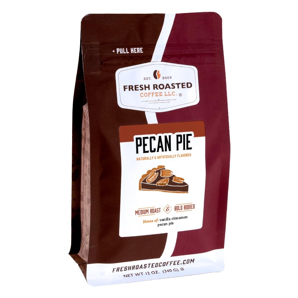 , Pecan Pie Flavored Coffee, 12 oz, Medium Roast, Kosher, Whole Bean