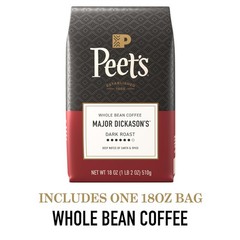 Peet’s Coffee Major Dickason’s Blend Dark Roast Whole Bean 18 Ounce Bag Arabica