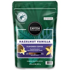 Zavida Hazelnut Vanilla Whole Bean (32 OZ), 32 Ounce, (Pack of 1) .
