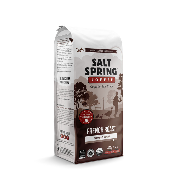 Salt Spring Organic Fair Trade French Roast Whole Bean Coffee – 12 Ounce