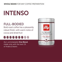 Illy Whole Bean Coffee 8.8 Ounce Intenso Bold Flavor Rich Aroma Arabica Beans