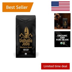 USDA Organic Fair Trade Valhalla Java Dark Roast Whole Beans, 12oz Fresh Flavor