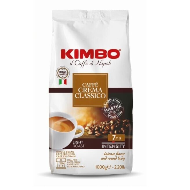 Kimbo Espresso Crema Classico Light Roast Whole Coffee Beans 2.2 LBS (PACK OF 6)