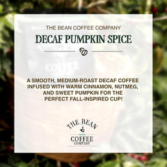 The Bean Organic Coffee Company Water Processed DECAF Pumpkin Spice, Medium Roas