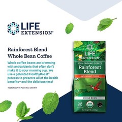 Life Extension Rainforest Blend Whole Bean Coffee Organic 12 Ounces 2 Pack
