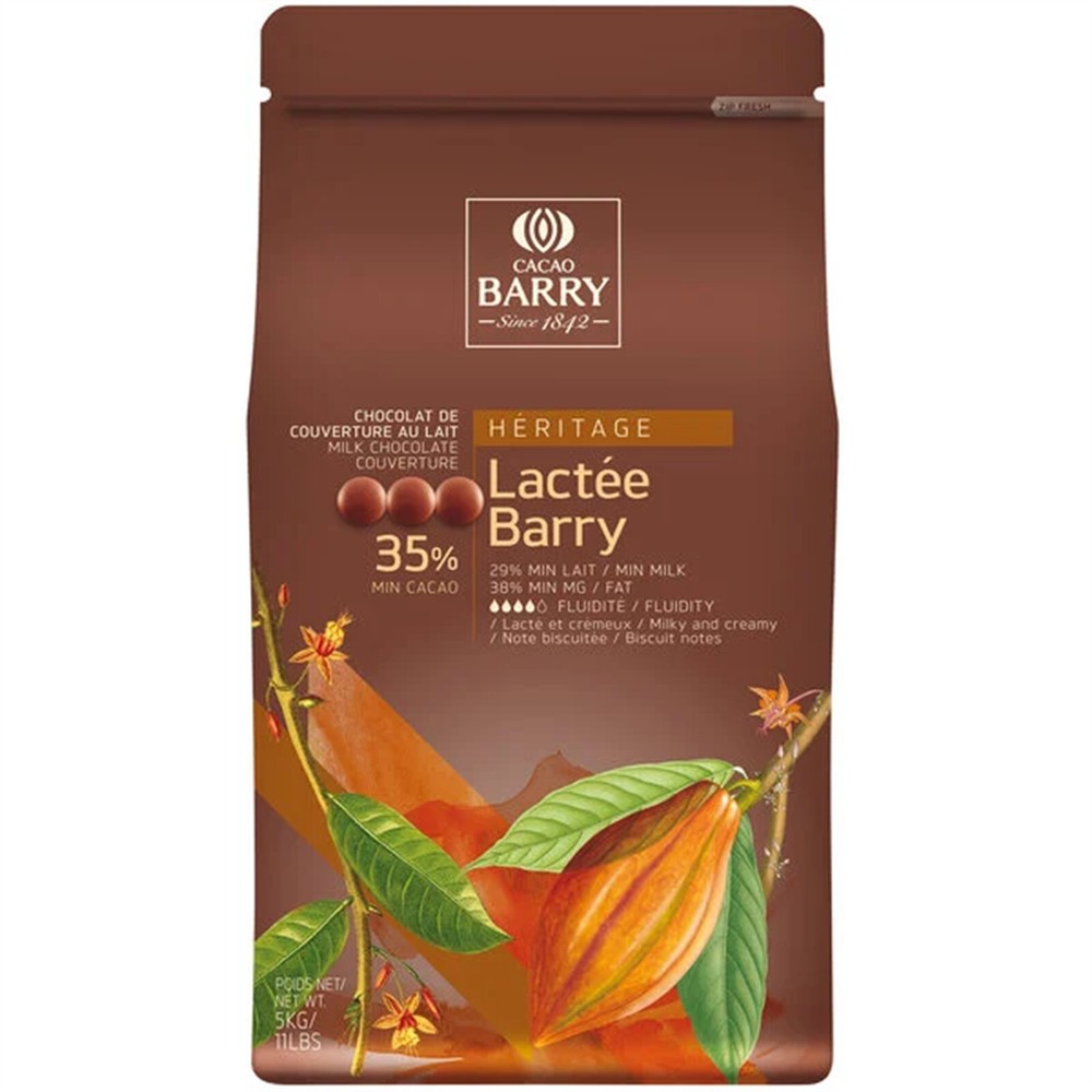 Cacao Barry Heritage Lactee Barry Equilibre Milk Chocolate Pistoles 11 lb