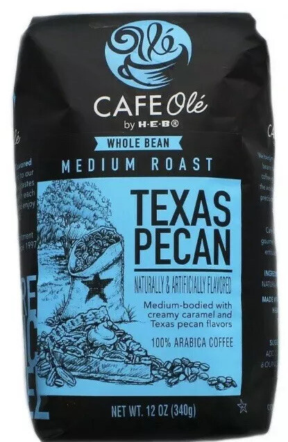 6 HEB Cafe Ole Whole Bean Or GRD Coffee,Texas Pecan & French Roast Dark Roast