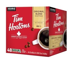 Tim Hortons Medium Roast Coffee Beans 48 Count Original Blend Home Brewing