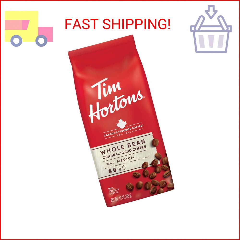 Tim Hortons Whole Bean Original, Medium Roast Coffee, Made with 100% Arabica Bea