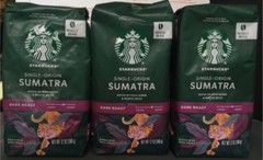 Starbucks Sumatra Whole Bean Coffee 3 Packages Dark Roast