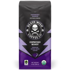 Organic Whole Bean Espresso Coffee – Fair Trade Arabica & Robusta Blend, 14oz