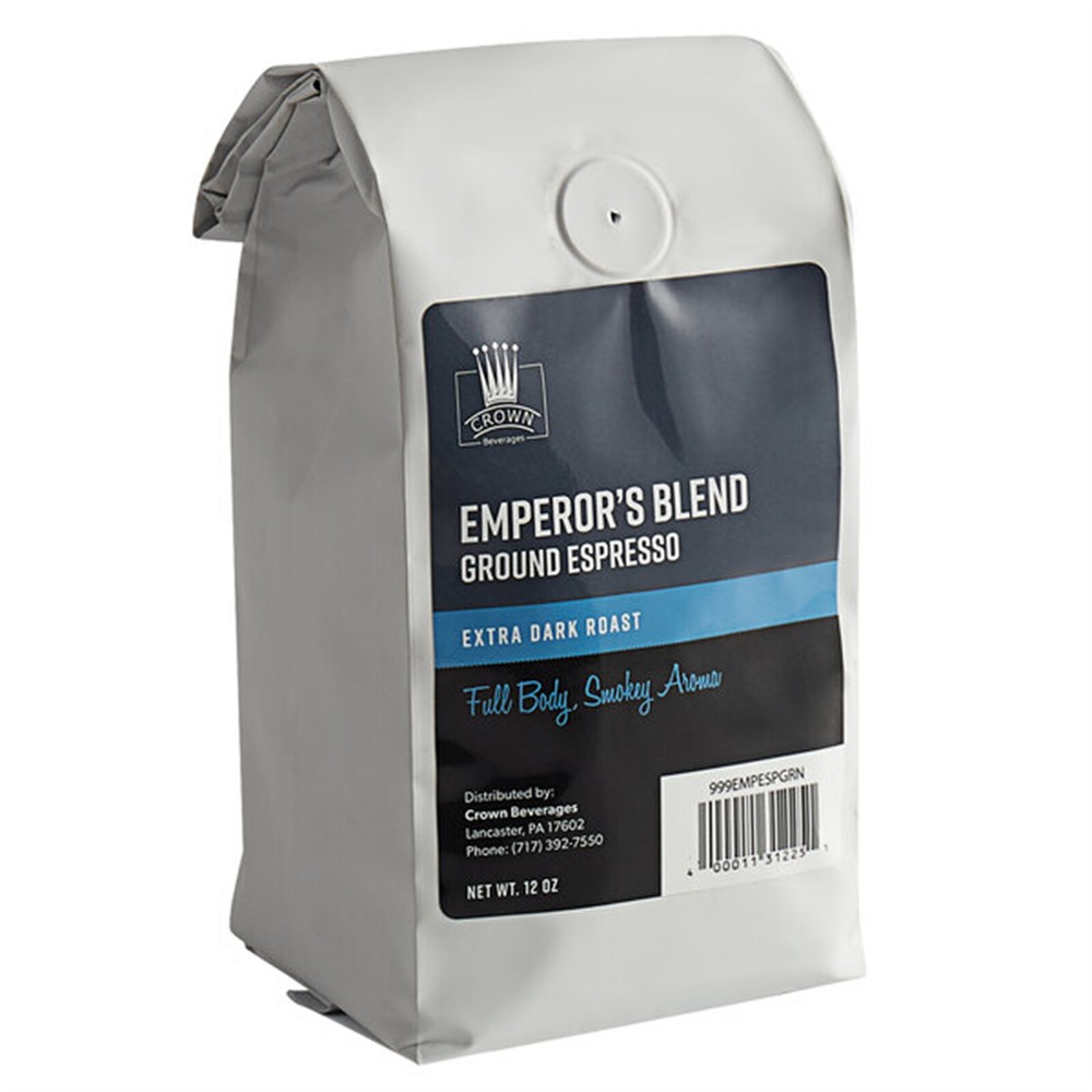 Crown Beverages Emperor’s Blend Ground Espresso 12 oz. -6/Pieces WS-110EMPESPGRN