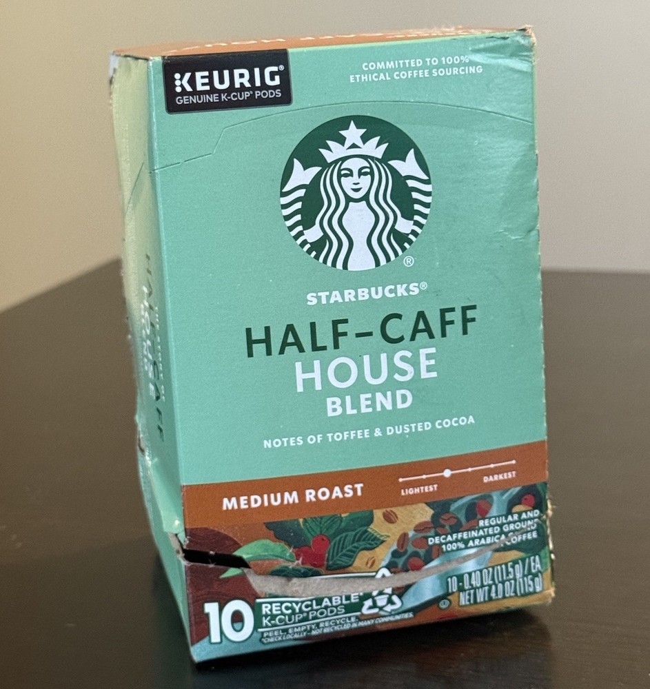 Starbucks Half Caff – 10ct K-Cup 10 Count (Pack of 1) Damaged Box