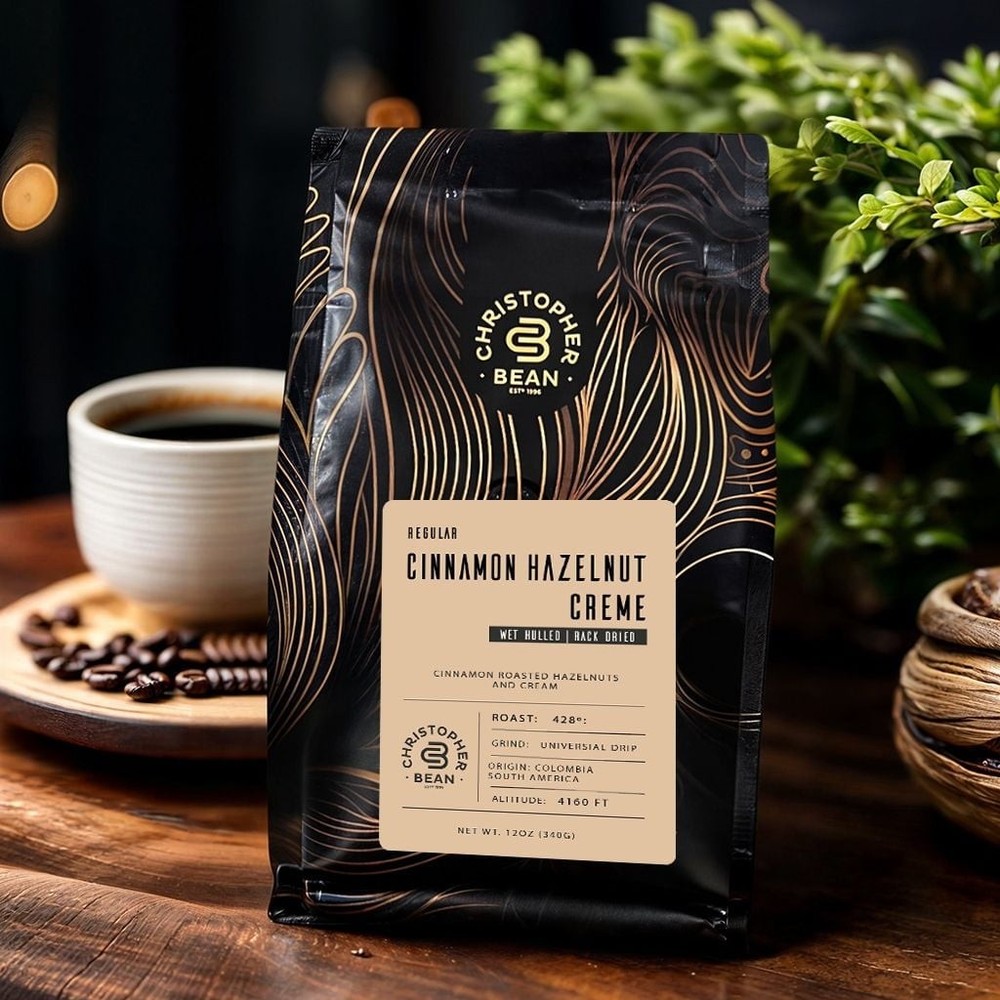 Christopher Bean Coffee CINNAMON HAZELNUT CREME Flavored Coffee 1-12-Oz Bag