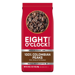 2 Pack Eight O’Clock Coffee Medium Roast Whole Bean 100% Colombian Peaks Coffee