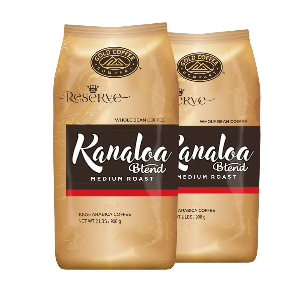 Gold Coffee Co. Kanaloa Premium House Blend Medium Roast, Whole Bean 100% Ar…
