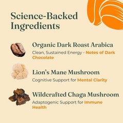 Organic Mushroom Coffee Dark Roast Lion’s Mane Chaga 12oz Ground