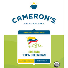 Camerons Coffee Organic 100% Colombian Medium Roast Whole Bean Coffee 4lb 64oz