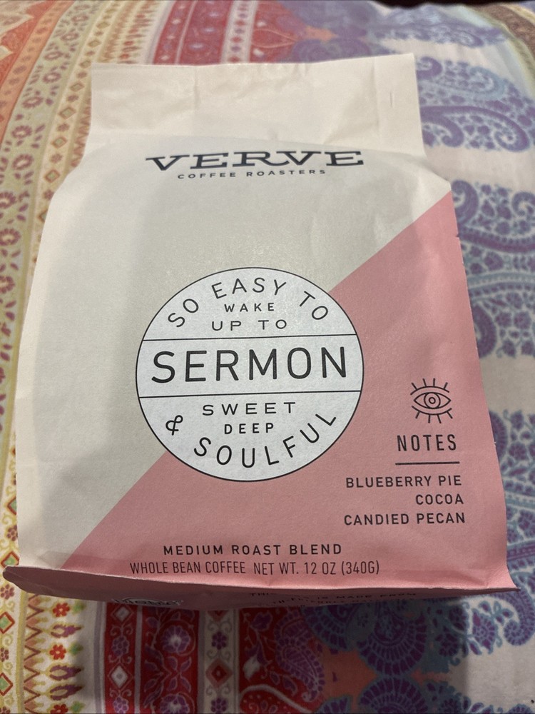 Verve, Sermon, Whole Bean Coffee, Medium Roast Blend, 12 oz, Best By: 3/30/2026