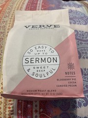 Verve, Sermon, Whole Bean Coffee, Medium Roast Blend, 12 oz, Best By: 3/30/2026