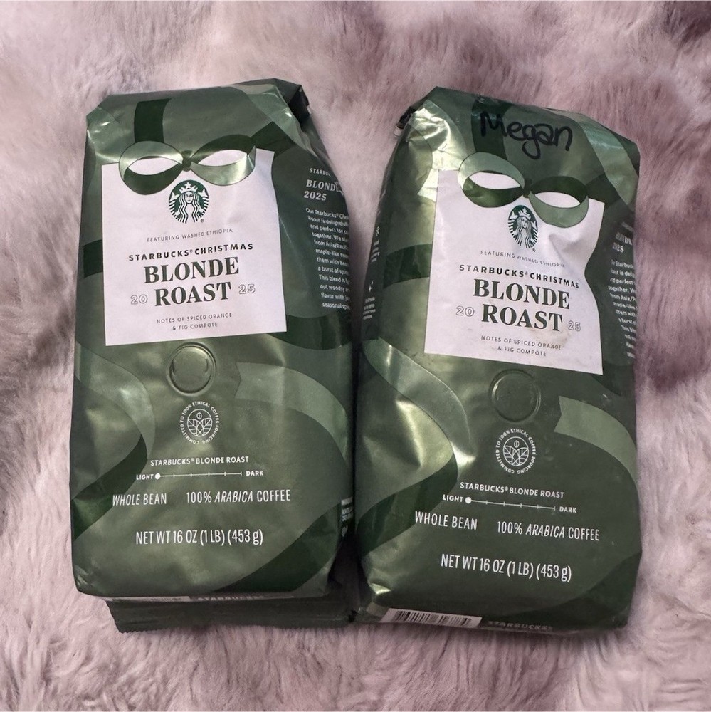 Starbucks Christmas Blonde Roast Light Whole Bean Spiced Orange Fig 2×16 oz