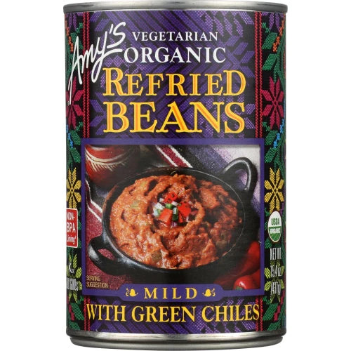 Amys, Bean Refried Grn Chili Gf, Case of 12 X 15.4 Oz