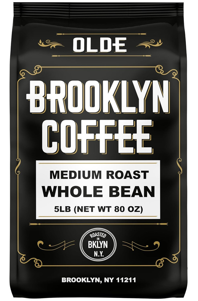 BROOKLYN COFFEE Whole Bean, Classic Medium Roast (5Lb) Balanced, Smooth, Mellow