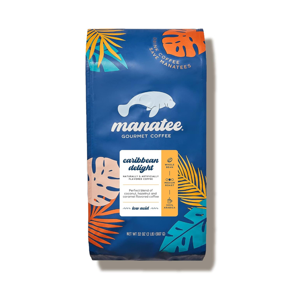 , Whole Bean, Medium Roast, Caribbean Delight, 2 Lb Bag, 32 Oz