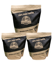 Ground Kona Volcano Medium Dark Roast Coffee 8oz Bag – 3 Pack