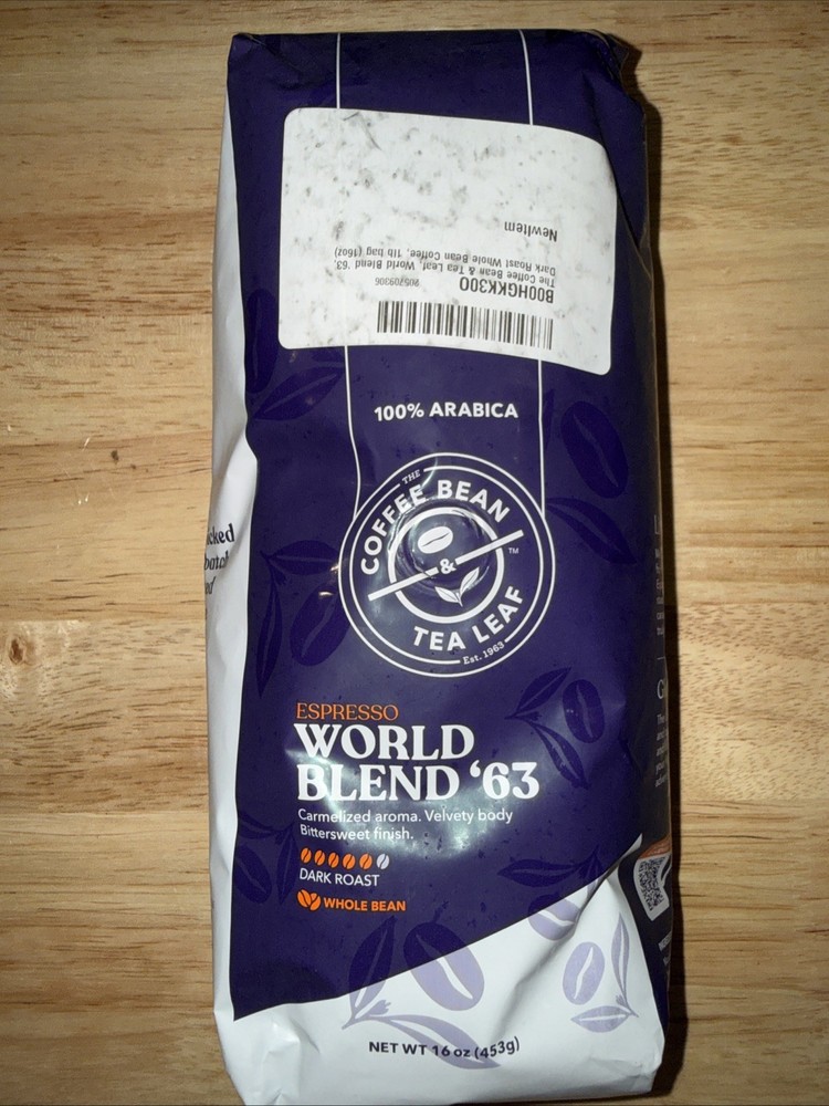 The Coffee Bean & Tea Leaf Espresso World Blend “63 Dark Roast Whole Bean 7/27