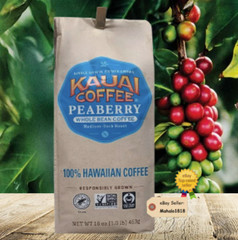 100% HAWAIIAN KAUAI PEA-BERRY MEDIUM-DARK ROASTED 1 POUND BAG