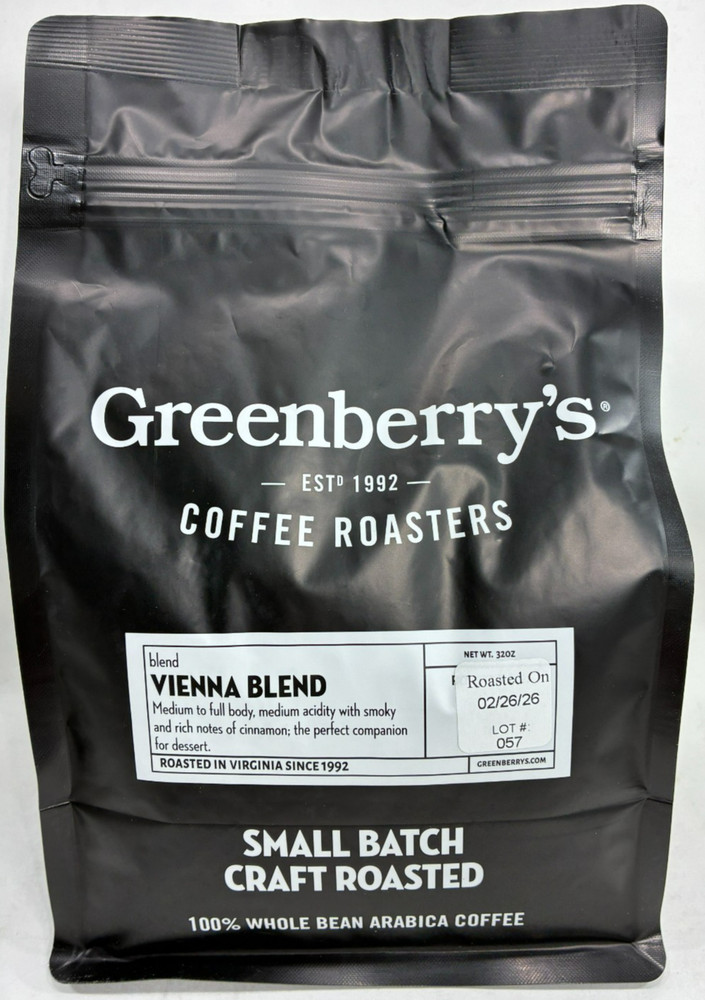 Greenberry’s Coffee Co. – Vienna Blend Whole Bean 100% Arabica Dark Roast – 2 lb