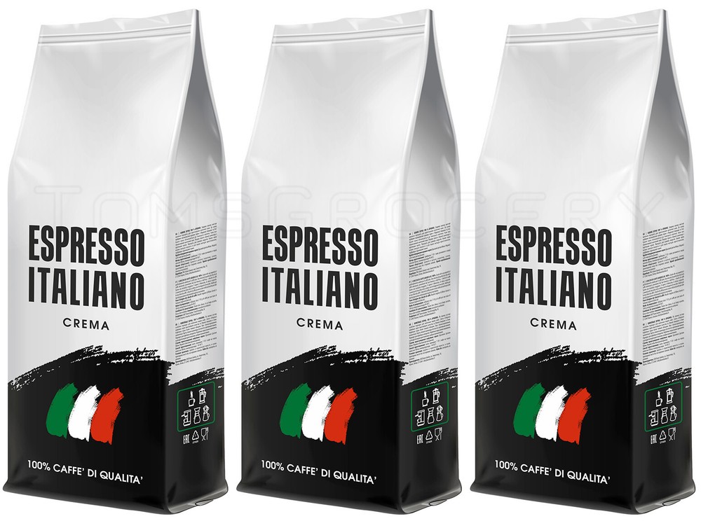 3 ESPRESSO ITALIANO CREMA Coffee Beans 100% CAFFE DI QUALITA 1kg 35oz Bags